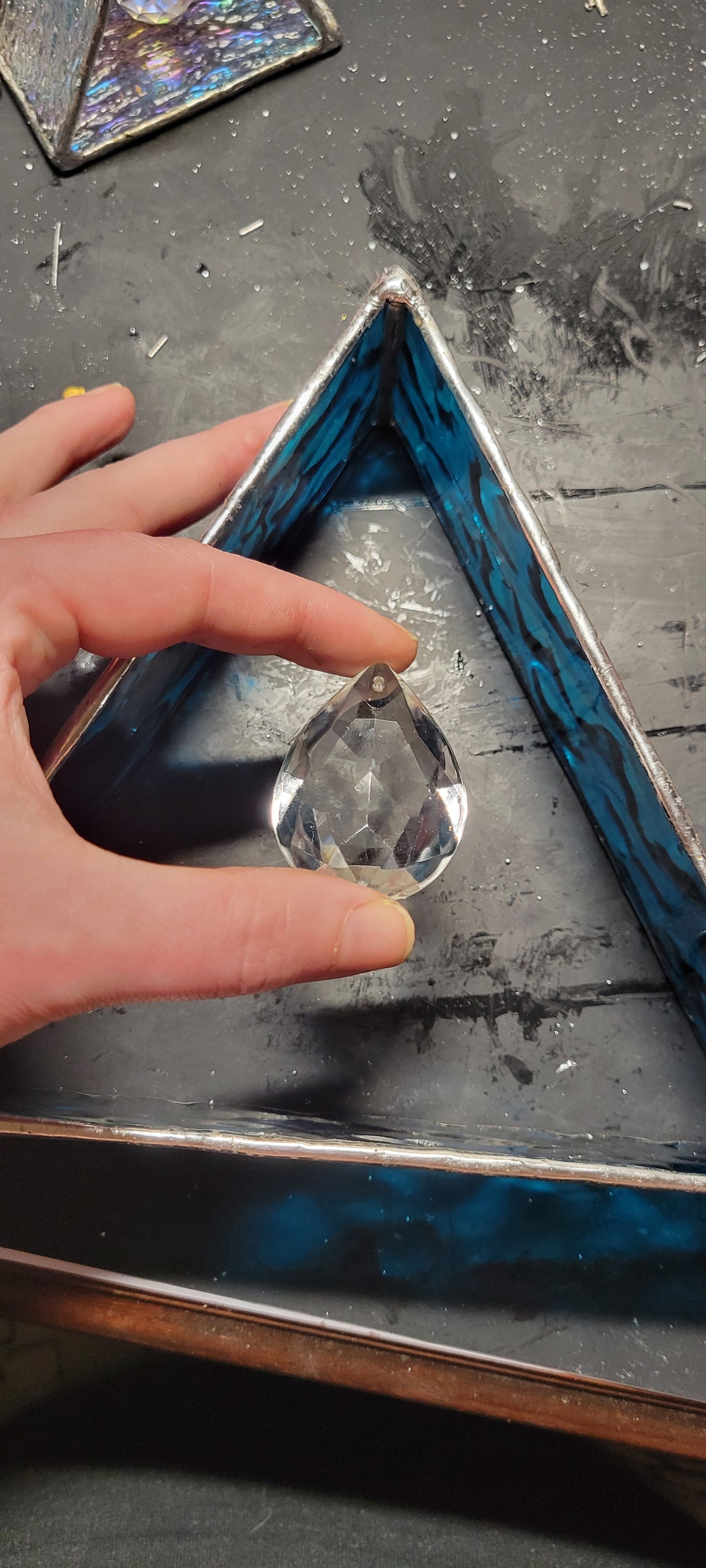 Large Blue Suncatcher with Crystal