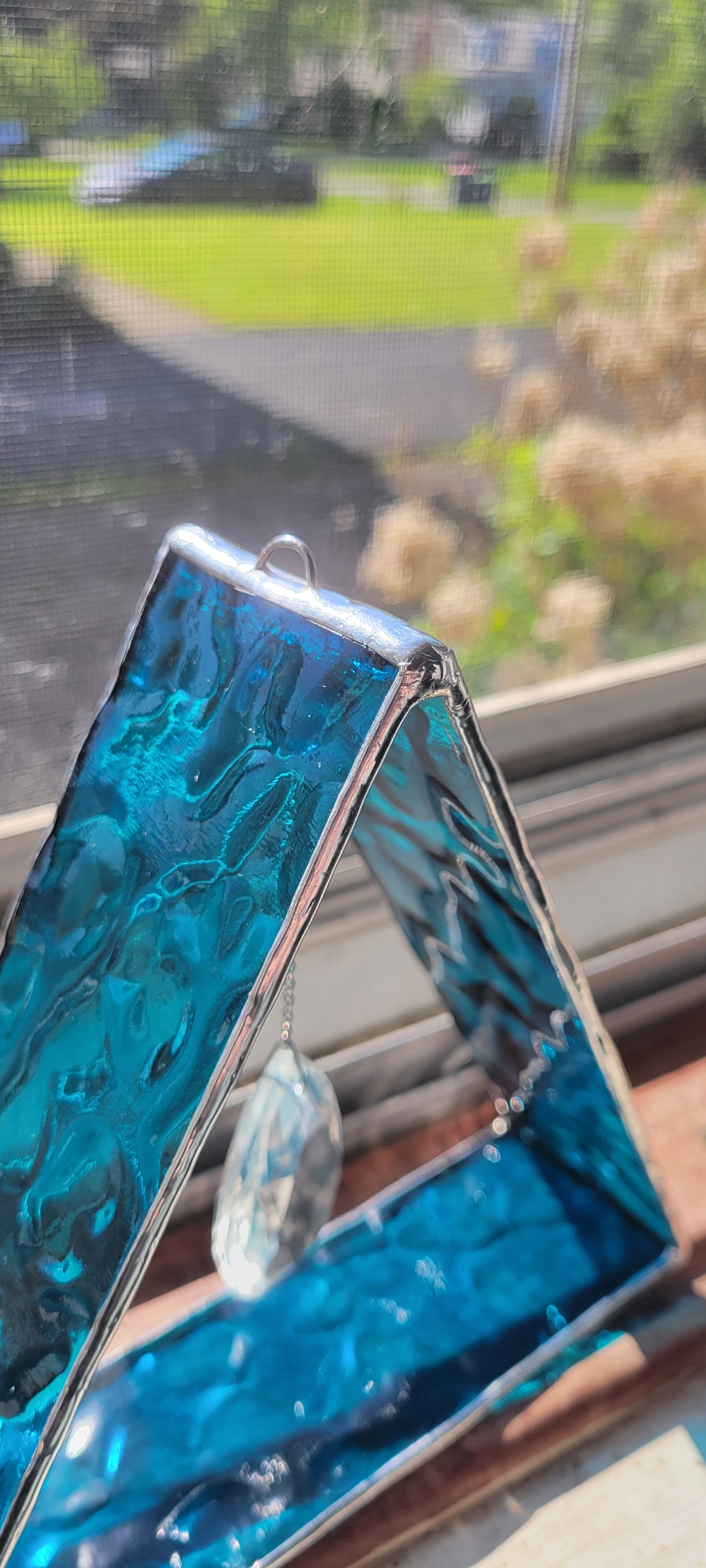 Large Blue Suncatcher with Crystal