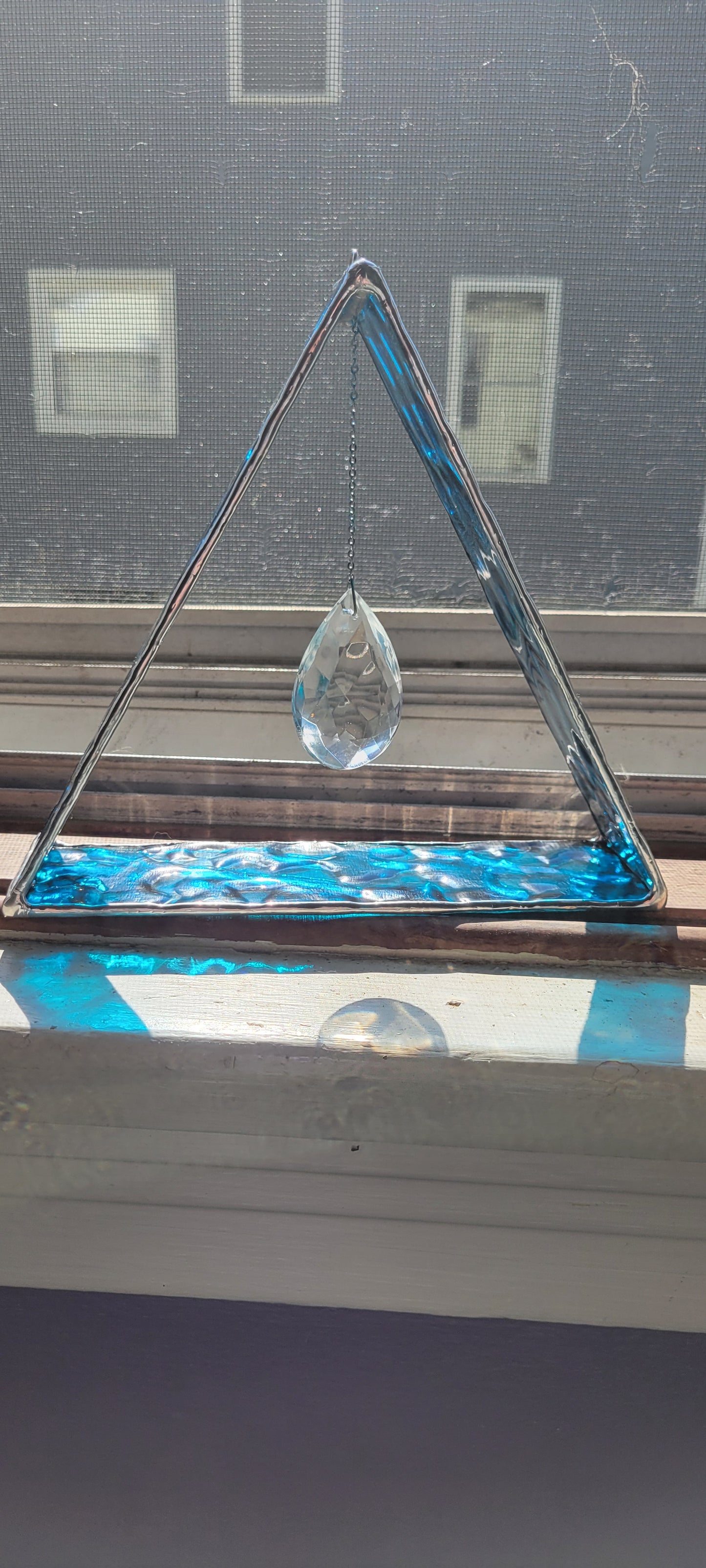 Large Blue Suncatcher with Crystal